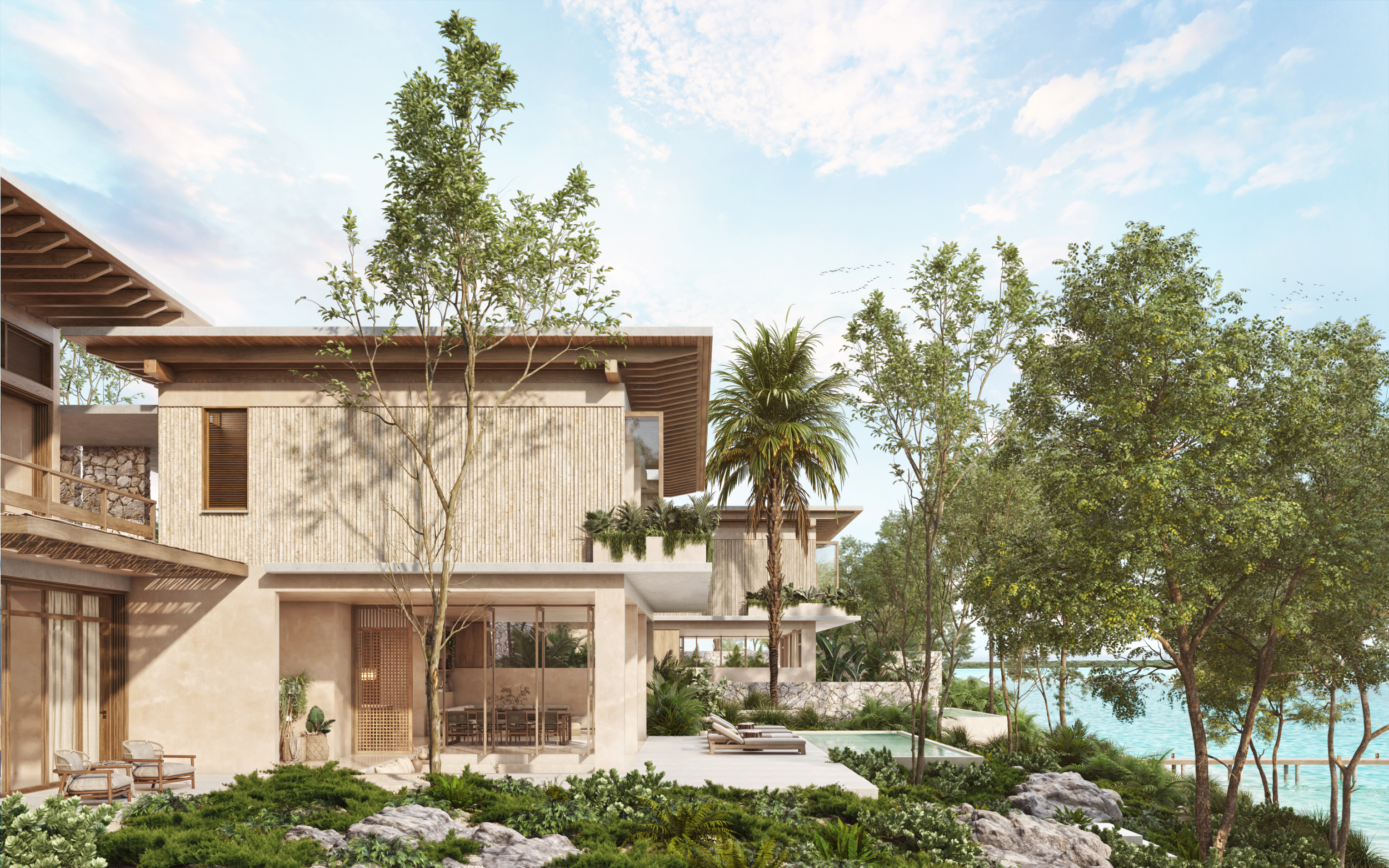 Melipona Bacalar — lakefront villa rendering