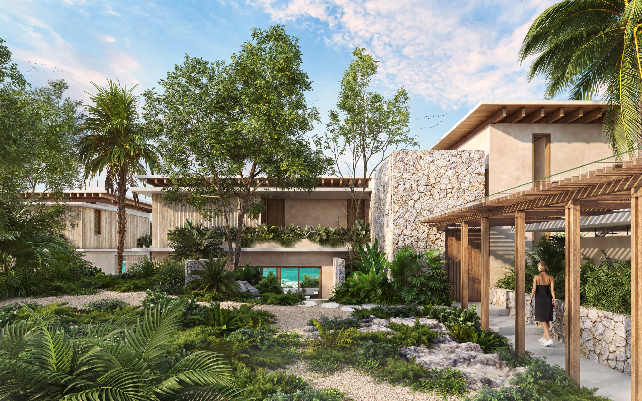 Lagoon-side villa rendering
