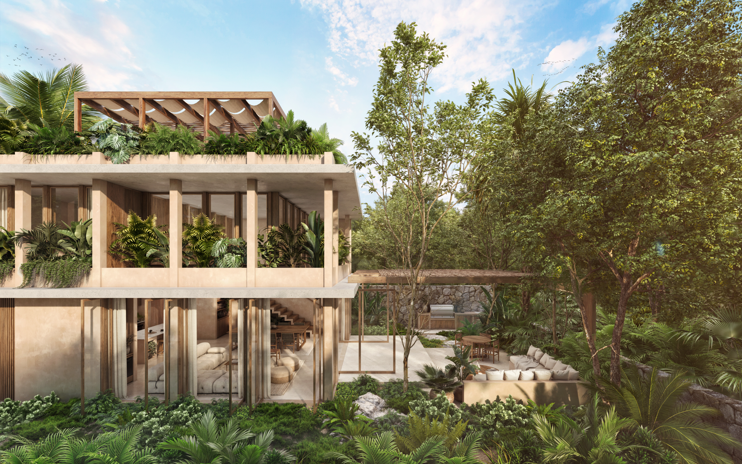 Villa exterior with rooftop terrace